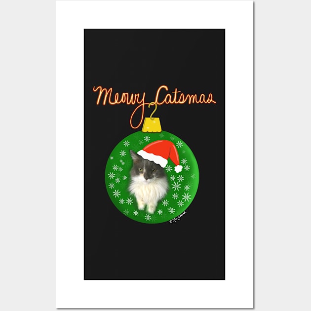 Meowy Catsmas Cat Ornament Design Wall Art by loeye